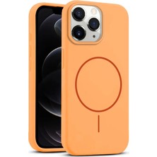 Apple iPhone 11 Pro Max Uyumlu Kılıf Zebana Liquid Soft Silikon Kılıf (Kablosuz Şarj Destekli) Turuncu