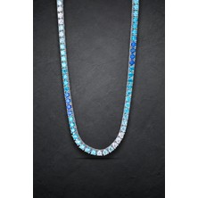 Bereka Jewelry 925 Ayar Gümüş Mavi Ombre Su Yolu Kolye - Azure Line