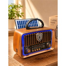 Everton RT-688 Solar Şarjlı Bluetooth Radyo USB Tf Kart Rgb Işıklı Nostaljik Hoparlör