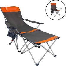 Moontime Alaçatı Katlanır Kamp Sandalyesi - Şezlong - Madfox Prowler - 3 Kademeli - Kahve/turuncu - Taşıma Çantalı