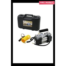 HBG Markt Çift Silindir Oto Hava Kompresörü Dc 12V 23AMP 150PSI Fenerli Bar Göstergel
