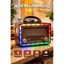 RT-763 USB Am-Sw-Fm Bluetooth Solarlı Ledli Fenerli Nostalji Radyo Taşınabilir Fenerli Şarjlı