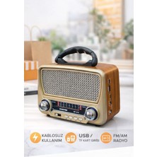 RT-819 Güneş Enerjili Nostaljik Fm,aux,usb Bluetooth Nostaljik Radyo Müzik Çalar