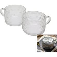 Moontime Alaçatı Krd 2 Parça 410ML Aron Transparent Kulplu Cam Kase Bardak (K246)