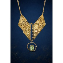 Bereka Jewelry 925 Ayar Gümüş 18K Altın Kaplama Kyanit ve Sitrin Taşlı El Işçiliği Kolye - Solstice