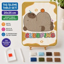 İğne İzi 5d Elmas Taş Işleme Tablo Seti Kapibara Desenli 20X25 cm Ahşap Metal Çerçeveli Elmas Mozaik Hobi Seti Capybara