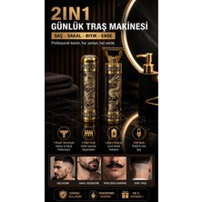 2’si 1 Arada Şarjlı Saç Sakal Tıraş Makinesi T Bıçak & Folyo Başlıklı USB Şarjlı Profesyonel Kesim Makinesi 4 Taraklı
