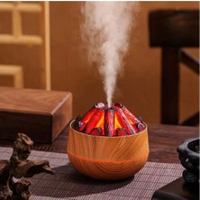 Moontime Alaçatı Dekoratif Yanardağ Tasarımlı LED Işıklı Ahşap Görünümlü Hava Nemlendirici & Aroma Difüzörü