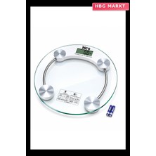 HBG Markt Dijital Pilli Yuvarlak Banyo Baskülü LCD Ekran 180KG/0.1G 30X30CM