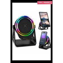 HBG Markt Bt - Sd - USB Şarjlı Telefon Tutacak Rgb Işıklı Bluetooth Wireless Speaker Hoparlör 5W PL-4676 (5647)