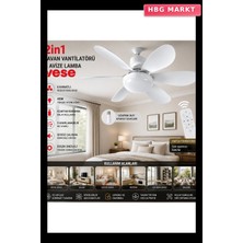 HBG Markt 2'si 1 Arada Tavan Ventilatörü ve Avize Lamba 40W Kumandalı VNT-005