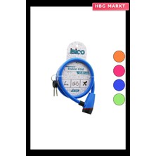 HBG Markt Anahtarlı Plastik Kafa Bisiklet Kilit Çelik Tel Renkli Kılıf 12MMX80CM