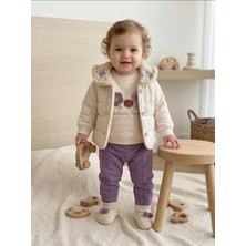 Baby Hi 3'lü Welsoft Çiçekli Kız Bebek Takım 6-9 Ay 9-12 Ay 12-18 Ay Yenidoğan Bebek Takım Yelek+Uzun Kollu Çıtçıtı Body+Pijama Kız Bebek Takım