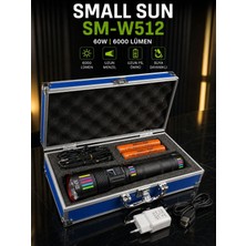 SM-W512 Zomlu Taktik El Feneri 60W 6000 Lümen – Taşıma Çantalı Set (4x 18650 Pil Dahil)