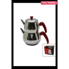 HBG Markt Orta Boy Küre Çelik Çaydanlık Seti Üst: 1lt Alt: 1.60LT