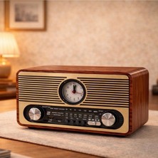 Everton RT-566 Nostaljik Radyo Saat | Fm/am/sw Retro Masa Radyosu, Vintage Ahşap Tasarım
