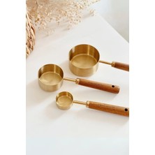 Moontime Alaçatı Pinterest 3'lü Ahşap Saplı Metal Ölçü Kaşığı Seti - 15 ml | 60 ml | 125 ml