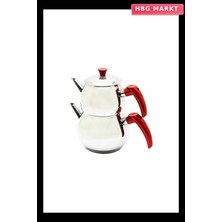 HBG Markt Mini 2 Lt Küre Çelik Çaydanlık Seti Üst 0.75 Lt Alt 1.4 Lt