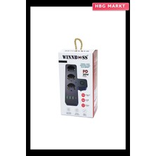 HBG Markt Siyah Termal Akım Korumalı 3x Priz 3x USB (1x Type-C) Duvar Tipi Priz