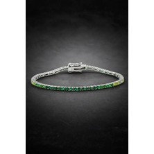 Bereka Jewelry 925 Ayar Gümüş Yeşil Ombre Su Yolu Bileklik - Verdant Line