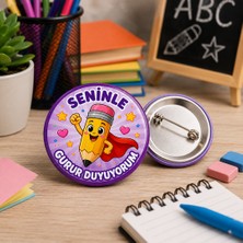 Hediye Panayırı 20 Adet Seninle Gurur Duyuyorum- 44 mm Iğneli Öğrenci Rozeti