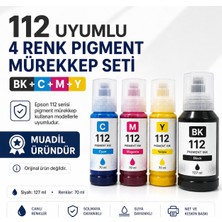 Asyaink Epson L15160 Uyumlu 112 4 Renk Pigment Muadil Mürekkep Seti