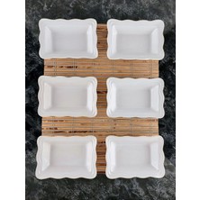 Moontime Alaçatı Serenat 6'lı Seramik Kahvaltılık Çerezlik Takımı - Beyaz 14X10,5X3,5CM