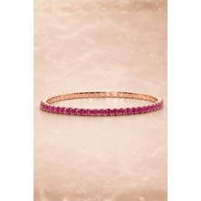 Bereka Jewelry 925 Ayar Gümüş Rose Gold Kaplama Pembe Ombre Su Yolu Bileklik - Blush Horizon