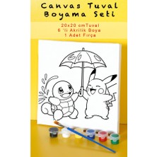 Sepetly Çocuklar Için Tuval Boyama Seti 20X20 cm - 6 Renk Boya ve Fırçalı Akrilik Boyama (Çoklu Desen Seçenekli)