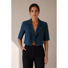 Alexander Gardi Keten Kısa Kollu Crop Blazer Ceket