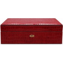 Cohiba Kırmızı Timsah Desenli Dışı Deri Humidor Puro Kutusu TR9997