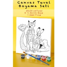 Sepetly Çocuklar Için Tuval Boyama Seti 20X20 cm - 6 Renk Boya ve Fırçalı Akrilik Boyama (Çoklu Desen Seçenekli)