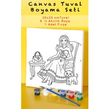 Sepetly Çocuklar Için Tuval Boyama Seti 20X20 cm - 6 Renk Boya ve Fırçalı Akrilik Boyama (Çoklu Desen Seçenekli)