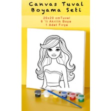 Sepetly Çocuklar Için Tuval Boyama Seti 20X20 cm - 6 Renk Boya ve Fırçalı Akrilik Boyama (Çoklu Desen Seçenekli)