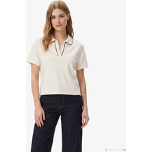 Nautica Kadın Krem Regular Fit Polo Yaka T-Shirt 65K507T.1MA
