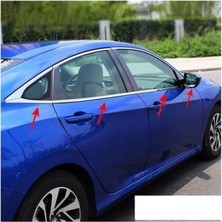 Moontime Alaçatı Honda Civic 2016 ve Üzeri Fc5 Kasa Krom Cam Çıtası 8 Parça Paslanmaz Çelik