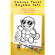 Sepetly Çocuklar Için Tuval Boyama Seti 20X20 cm - 6 Renk Boya ve Fırçalı Akrilik Boyama (Çoklu Desen Seçenekli)