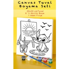 Sepetly Çocuklar Için Tuval Boyama Seti 20X20 cm - 6 Renk Boya ve Fırçalı Akrilik Boyama (Çoklu Desen Seçenekli)