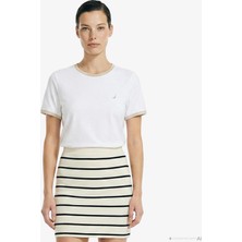 Nautica Kadın Beyaz Slim Fit T-Shirt 65V710T.1BW