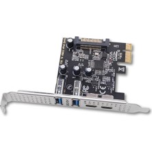 Alfais 6094 Pcıe 2x USB 3.0 + 2x Type C Hub Genişletme Kartı Pcı Express Adaptör Çoklayıcı Çoğaltıcı