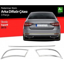 Moontime Alaçatı Skoda Süper -B 2015> Krom Egzoz Çerçevesi 3 Parça Paslanmaz Çelik