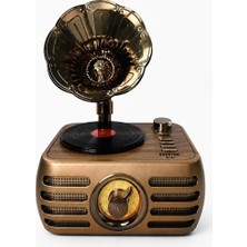 İlkyaz Fashion Nostaljik Şarjlı Bluetooth Fm Radyo &amp; Işıklı Gramofon Hoparlör RT-704