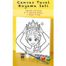 Sepetly Çocuklar Için Tuval Boyama Seti 20X20 cm - 6 Renk Boya ve Fırçalı Akrilik Boyama (Çoklu Desen Seçenekli)
