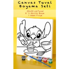 Sepetly Çocuklar Için Tuval Boyama Seti 20X20 cm - 6 Renk Boya ve Fırçalı Akrilik Boyama (Çoklu Desen Seçenekli)