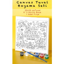 Sepetly Çocuklar Için Tuval Boyama Seti 20X20 cm - 6 Renk Boya ve Fırçalı Akrilik Boyama (Çoklu Desen Seçenekli)