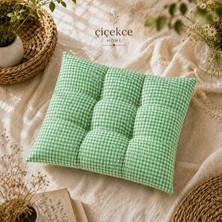 ÇİÇEKCE HOME Çiçekce Home Sandalye Minderi 1 Adet Pötikare Desen Boncuk Silikonlu Dekoratif Minder