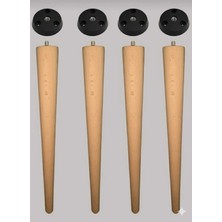 Moontime Alaçatı Doğal Ahşap Konik Ayak 46 cm Masa Sandalye Sehpa Ayağı 4' Lü Set Açılı Aparat ve Vida Hediyeli