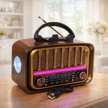 Everton RT-676 Nostaljik Radyo Bluetooth Hoparlör | Usb, Tf Kart, Fm/am/sw LED Işıklı