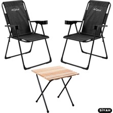 Moontime Alaçatı 2 Adet Katlanır Kamp Sandalyesi ve Masa Seti - Rest - Taşıma Çantalı - Haki - 130 kg Taşıma