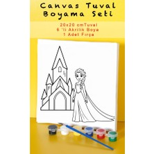 Sepetly Çocuklar Için Tuval Boyama Seti 20X20 cm - 6 Renk Boya ve Fırçalı Akrilik Boyama (Çoklu Desen Seçenekli)